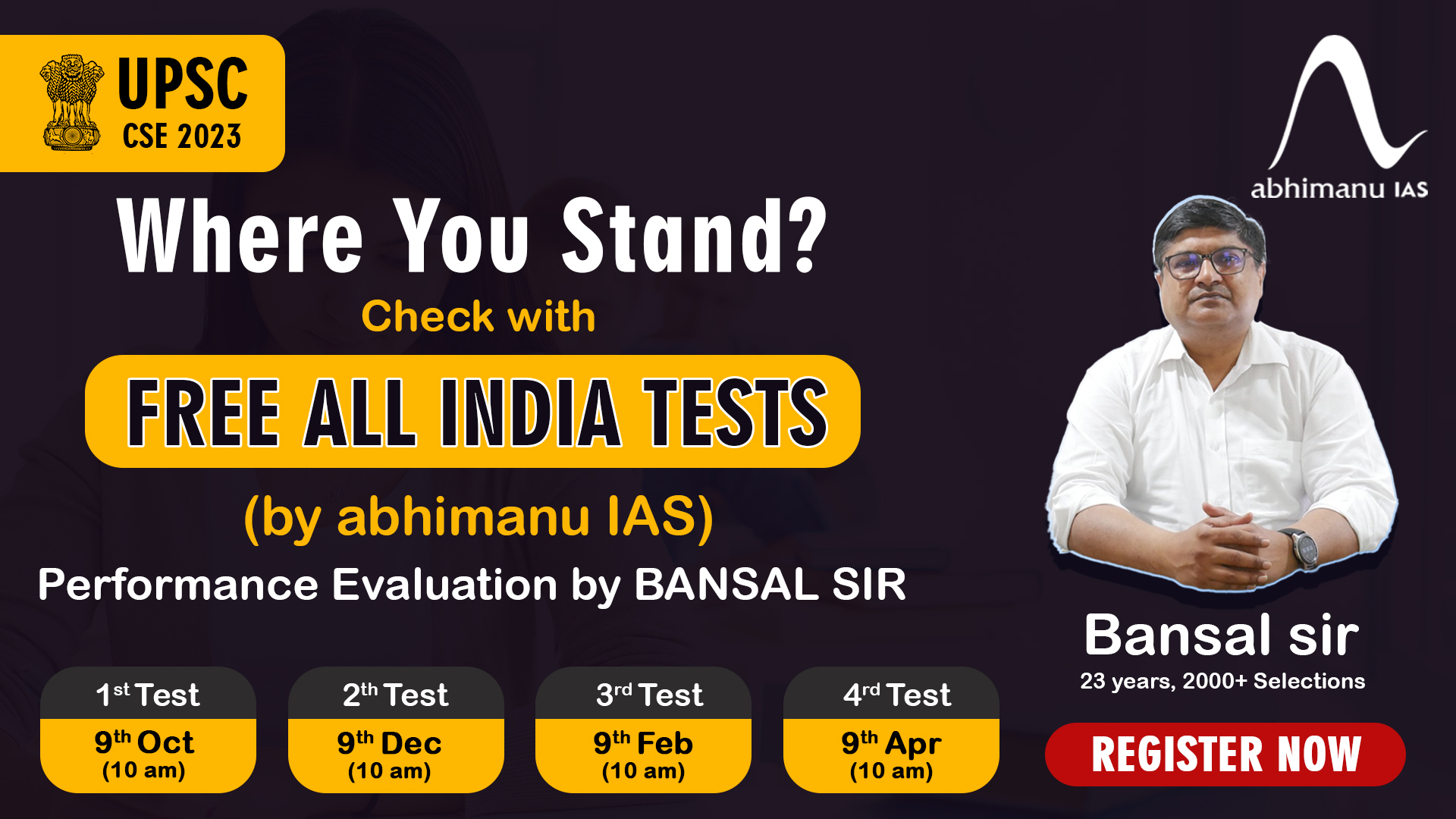 "2023: All India Free Mock Test Series For UPSC IAS"