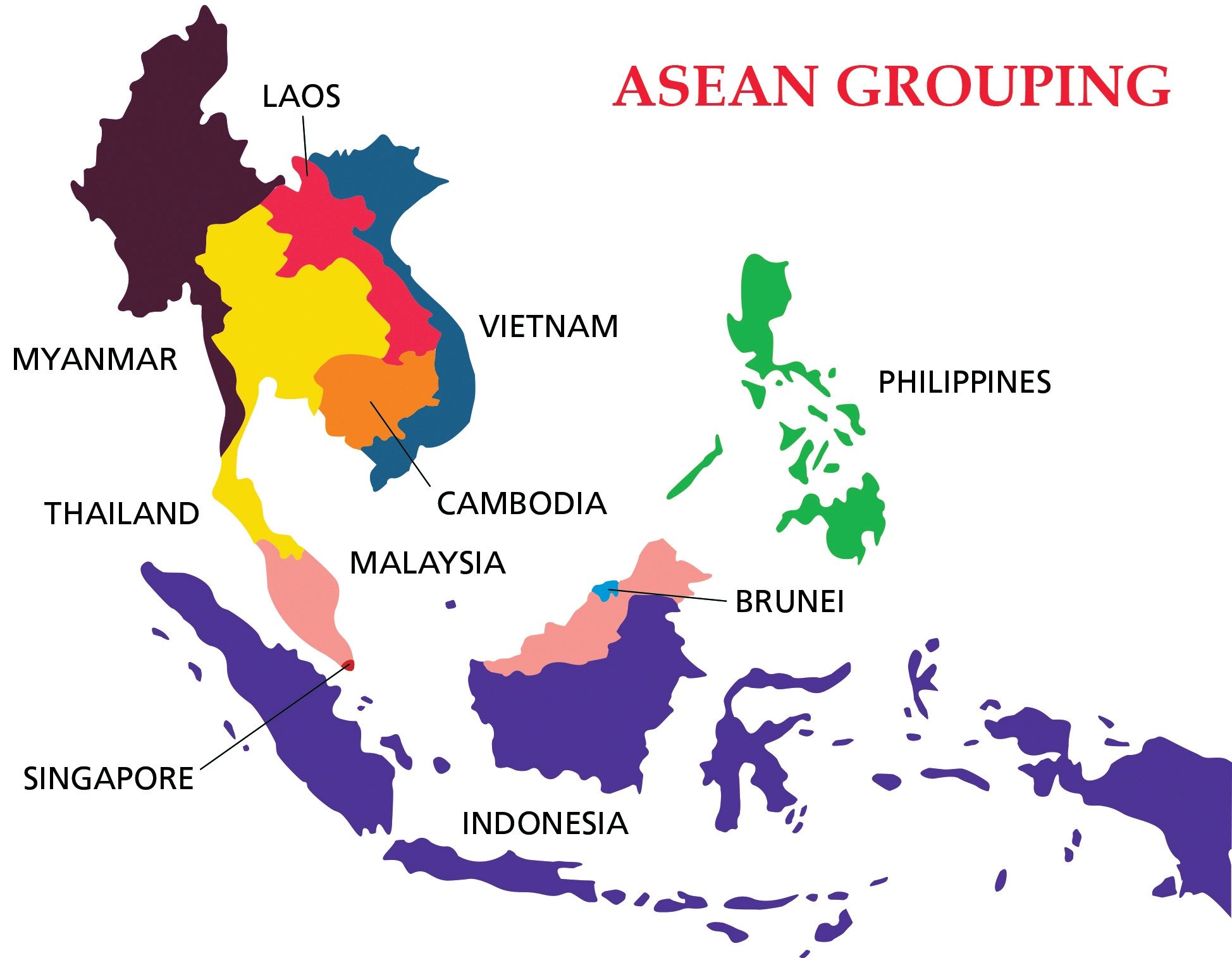 Страны юго востока америки. Ассоциация государств Юго-Восточной Азии (АСЕАН) на карте. Ассоциация государств Юго-Восточной Азии на карте. Страны входящие в АСЕАН на карте. Состав АСЕАН на карте.
